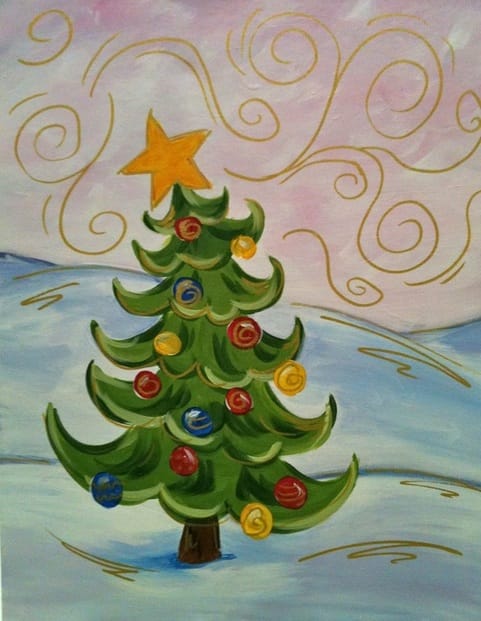 Whimsical Christmas Tree Painting at PaintingValley.com | Explore ...