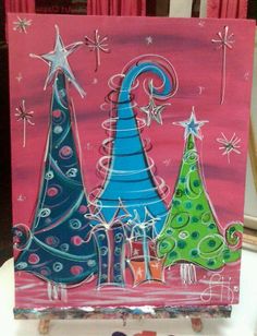 236x308 Whimsical Christmas Tree Canvas Paintings - Whimsical Christmas Tree Painting