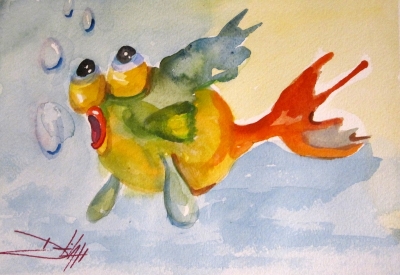400x275 Whimsical Fish Art On Paper - Whimsical Fish Painting