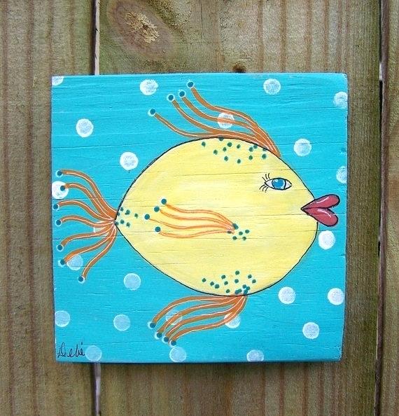 570x594 Whimsical Fish Art Folk Art Fish Painting Original Whimsical By - Whimsical Fish Painting