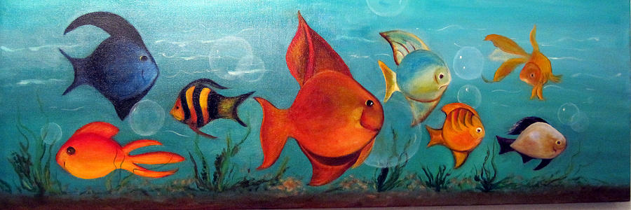900x300 Whimsical Fish Painting By Darla Freeman - Whimsical Fish Painting