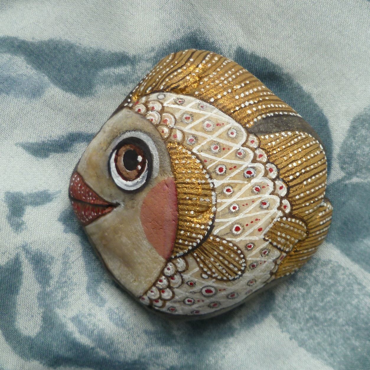 1253x1251 Whimsical Fish Pebble Is Painted Watercolors And Tempera Paints - Whimsical Fish Painting