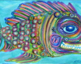 340x270 Whimsical Fish Art Etsy - Whimsical Fish Painting