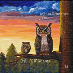 236x236 Details About Whimsical Funny Owl Painting Mini Canvas Original - Whimsical Owl Painting