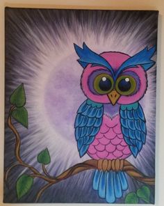 236x296 Familia De Buhos - Whimsical Owl Painting