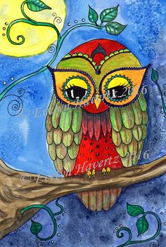 236x352 Whimsical Owl Paintings Back To Pristine Cartera Turkus Art - Whimsical Owl Painting