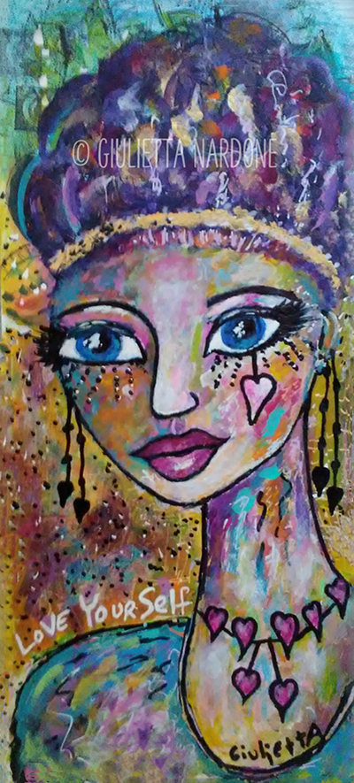 400x885 Painting Whimsical Faces Giulietta The Muse - Whimsical Painting
