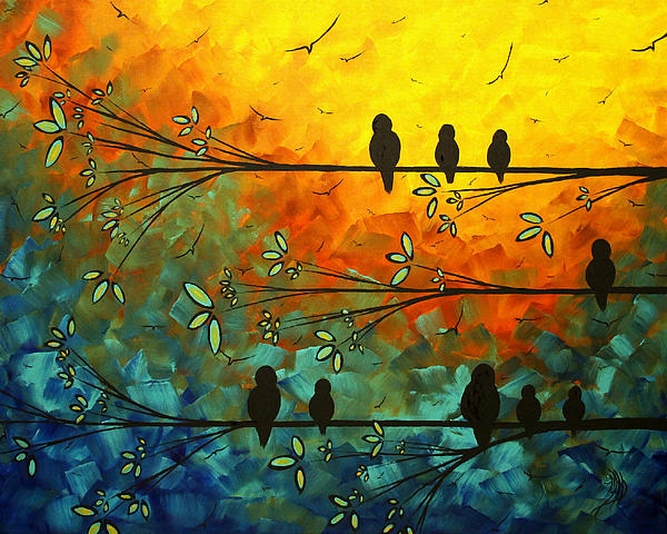 600x480 Birds Of A Feather Original Whimsical Painting Greeting Card - Whimsical Painting