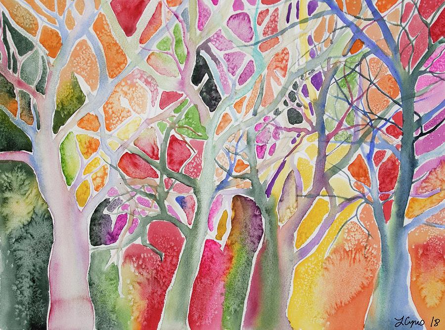 900x668 Watercolor - Whimsical Tree Painting