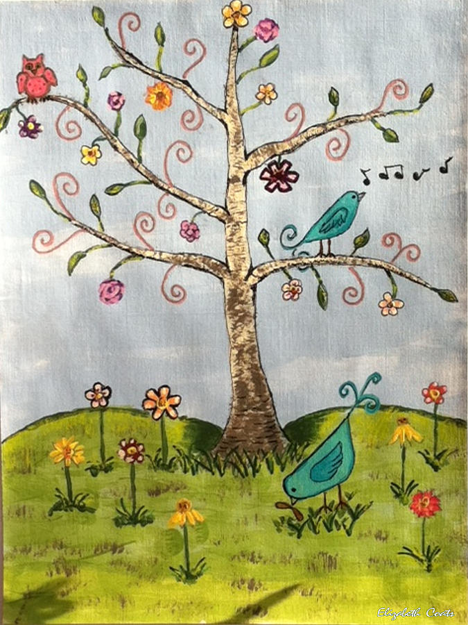 675x900 Whimsical Tree Painting By Elizabeth Coats - Whimsical Tree Painting