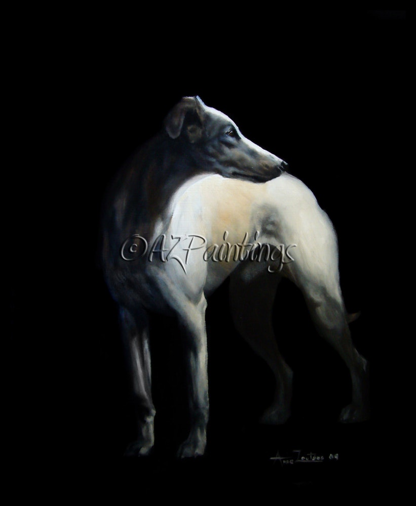 821x1000 Whippet In Black - Whippet Painting