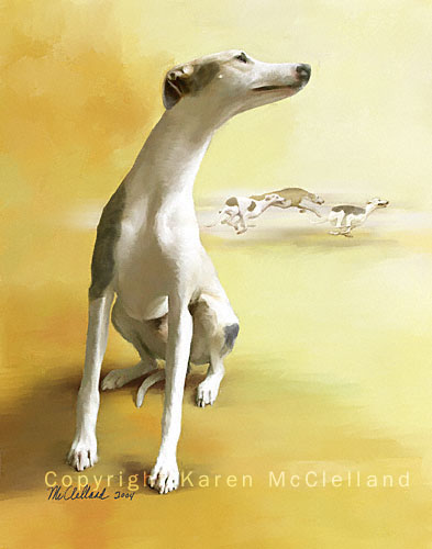 393x500 Whippet Limited Edition Art Print, Dog Painting Done By Artist - Whippet Painting