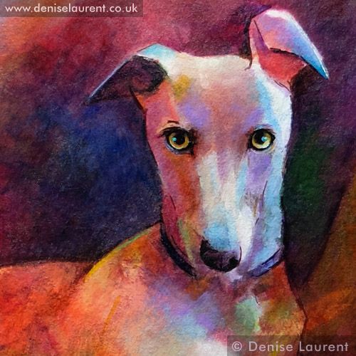 500x500 Painting Of A Grey Whippet 16 X Acrylic Painting On Cornwall - Whippet Painting