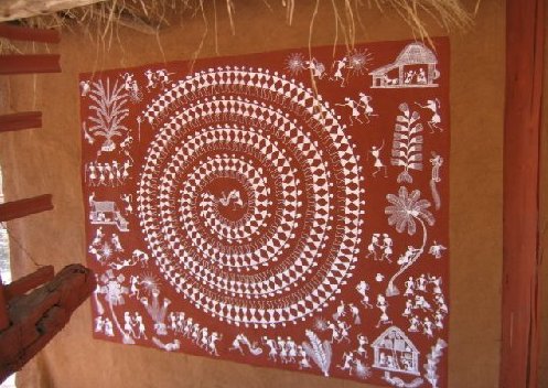497x352 Warli The Beautiful Folk Art - Whirly Painting