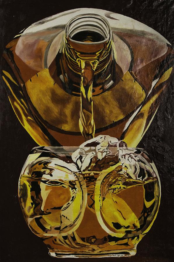 597x900 Whiskey Pour Painting By Herb Van De Eau - Whiskey Painting