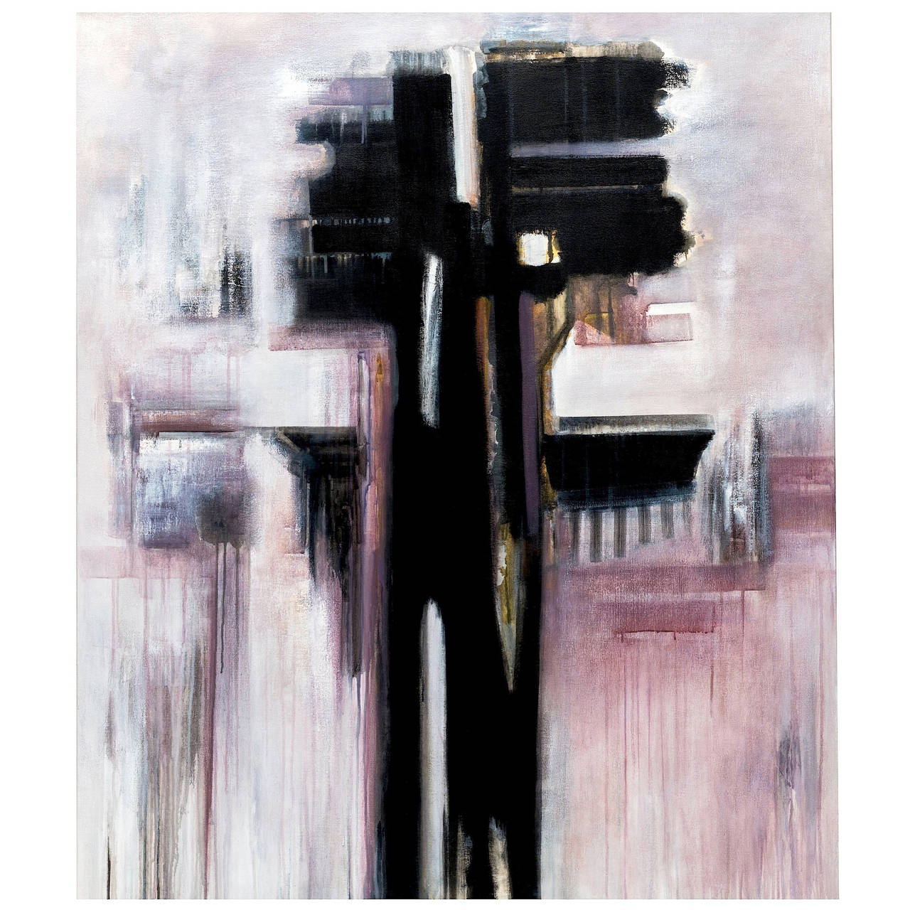 1280x1280 Modern Black And White Abstract Painting By Brazilian Artist - White Abstract Painting