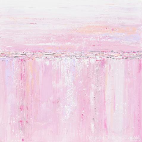 478x480 Giclee Print Art Abstract Painting Pink White Grey Canvas Wall Art - White Abstract Painting