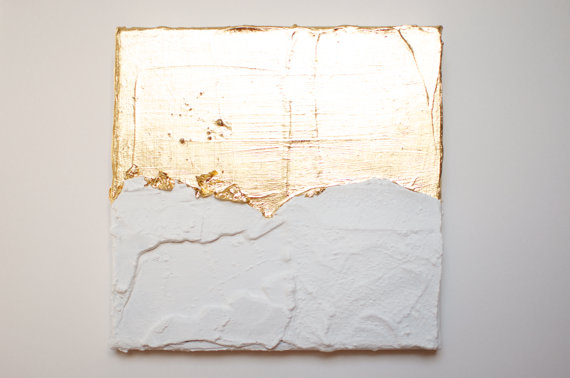 570x378 Modern Contemporary Gold White Painting On Canvas G3 - White And Gold Painting