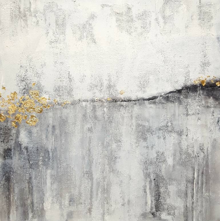 770x773 Saatchi Art White And Gold Painting By Laura Spring - White And Gold Painting