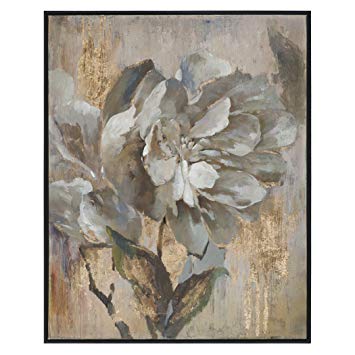 355x355 White Gold Floral Peony Painting Oversize Wall Art - White And Gold Painting