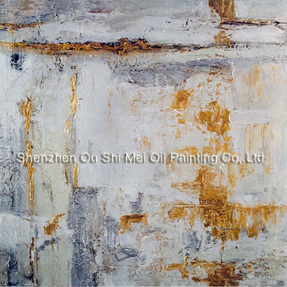 1000x1000 Bigger Size Handmade Modern Oil Painting On Canvas White Gold - White And Gold Painting