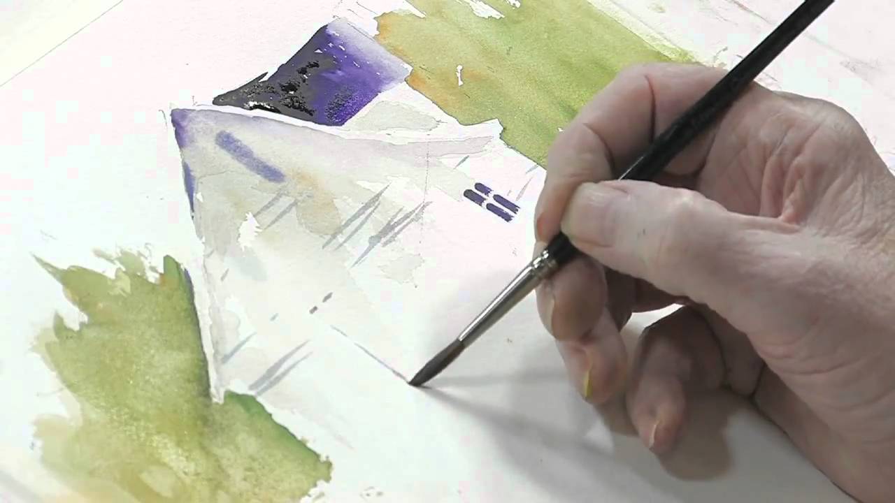 1280x720 How To Paint A White Barn Using Lukas Watercolors - White Barn Painting