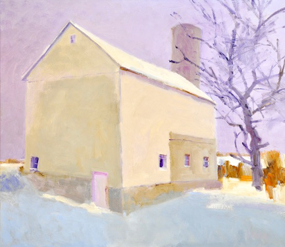 1000x866 Rodger Bechtold Paintings - White Barn Painting