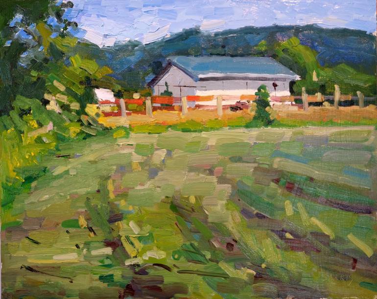 770x611 Saatchi Art The White Barn Painting By Sarkis Antikajian - White Barn Painting