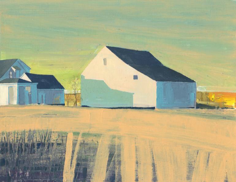 770x595 Saatchi Art White Barn (Sold) Painting By Adalberto Ortiz - White Barn Painting