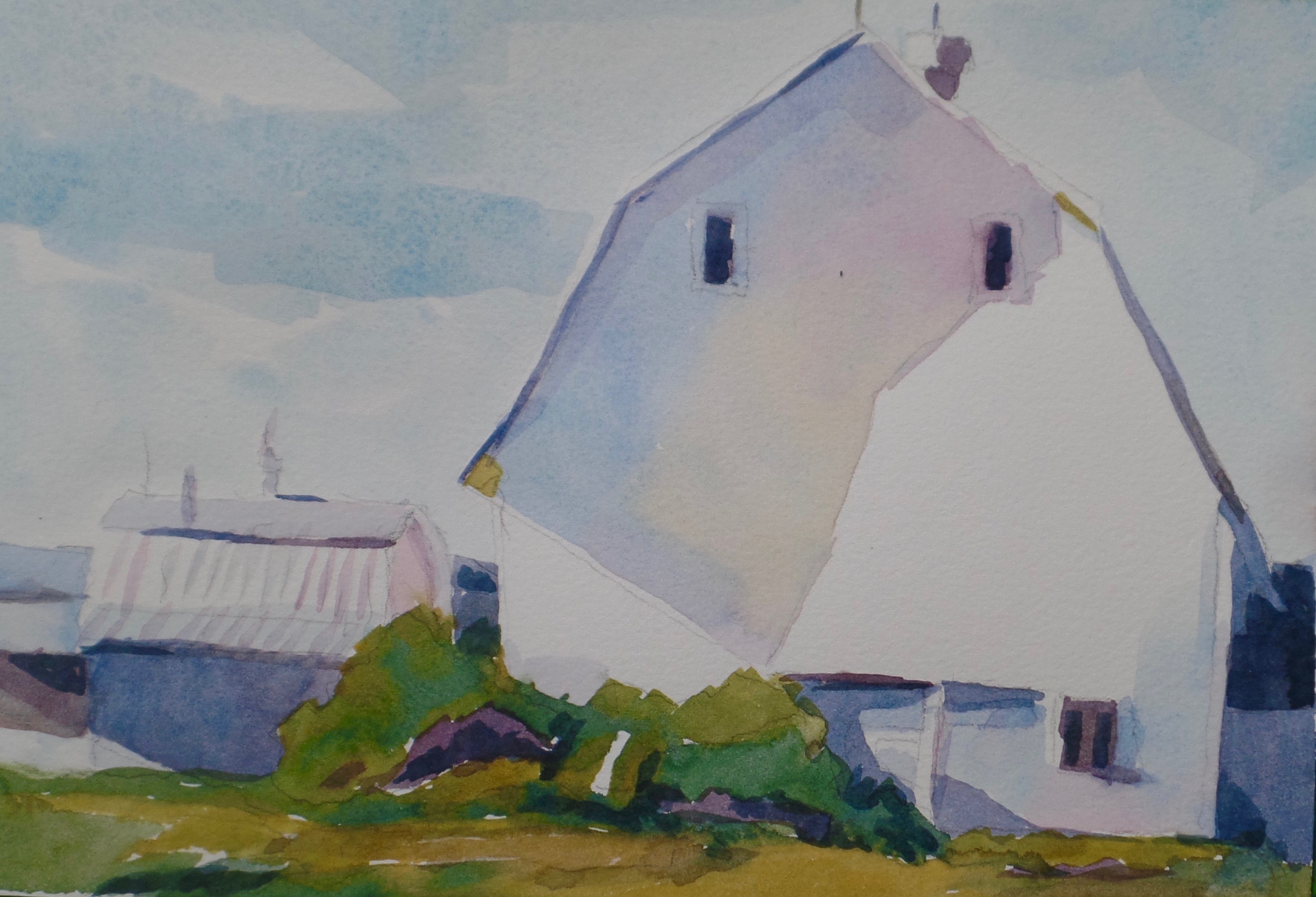 3756x2560 Vermont White Barn - White Barn Painting