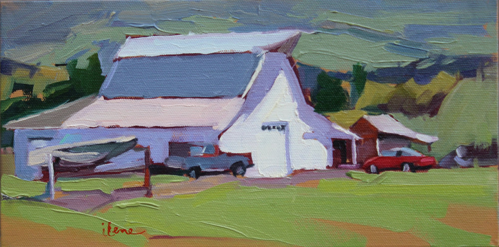 1000x495 What's New (Oil) Ilene Gienger - White Barn Painting