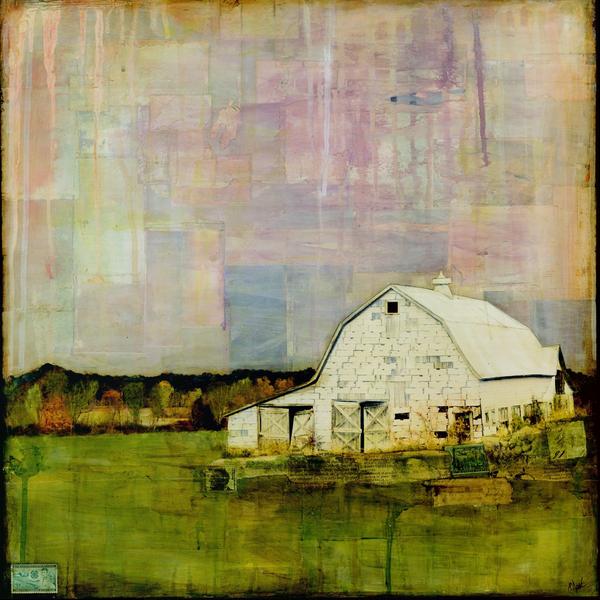 600x600 White Barn, Barn Art Farm Art Vermont Mixed Media Photography Jc - White Barn Painting