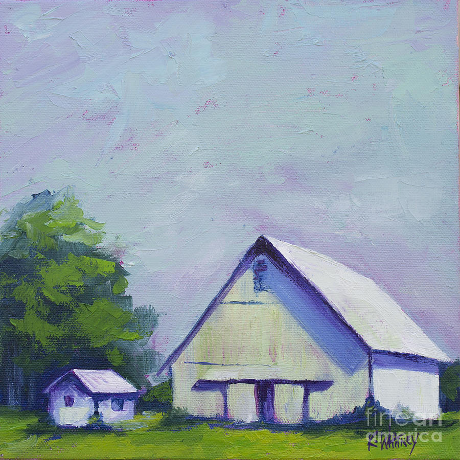 900x900 White Barn Painting By Kristin Whitney - White Barn Painting