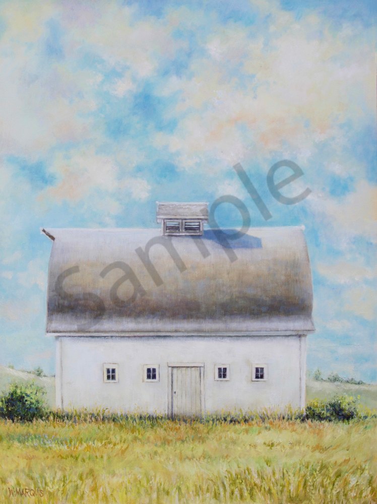 748x1000 White Barn Romance - White Barn Painting