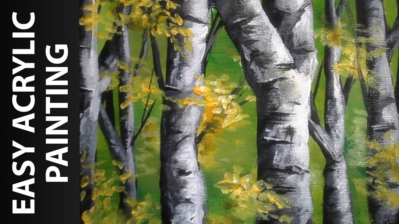 1280x720 How To Paint A Forest Of Birch Trees With Acrylics For Beginners - White Birch Painting