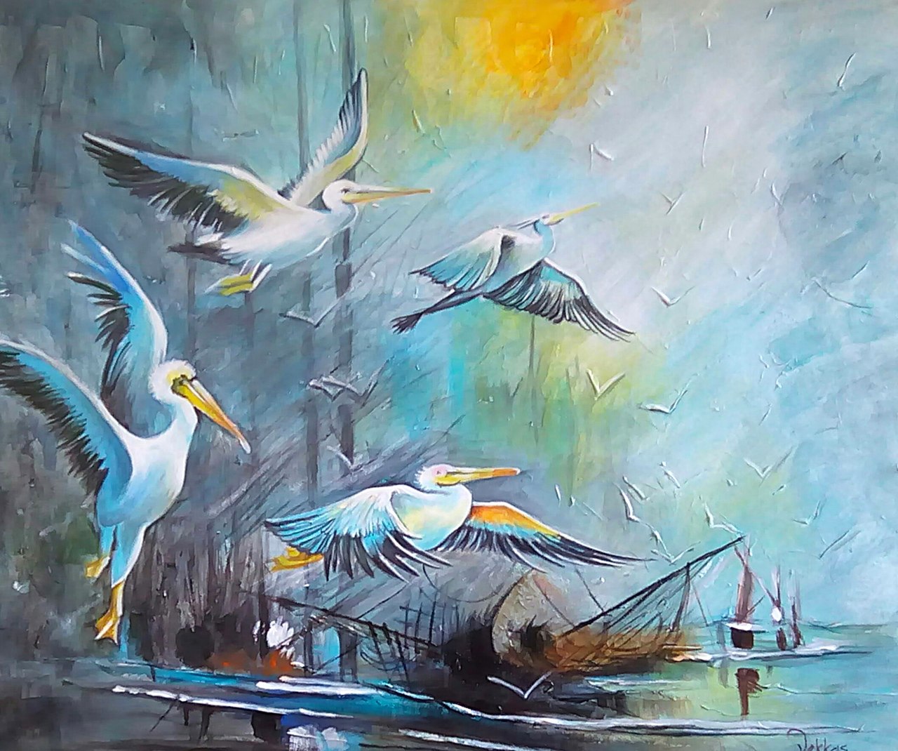 1280x1070 Buy Flock Together By Vekkas Mahalley@ Rs. 7190. Code - White Bird Painting
