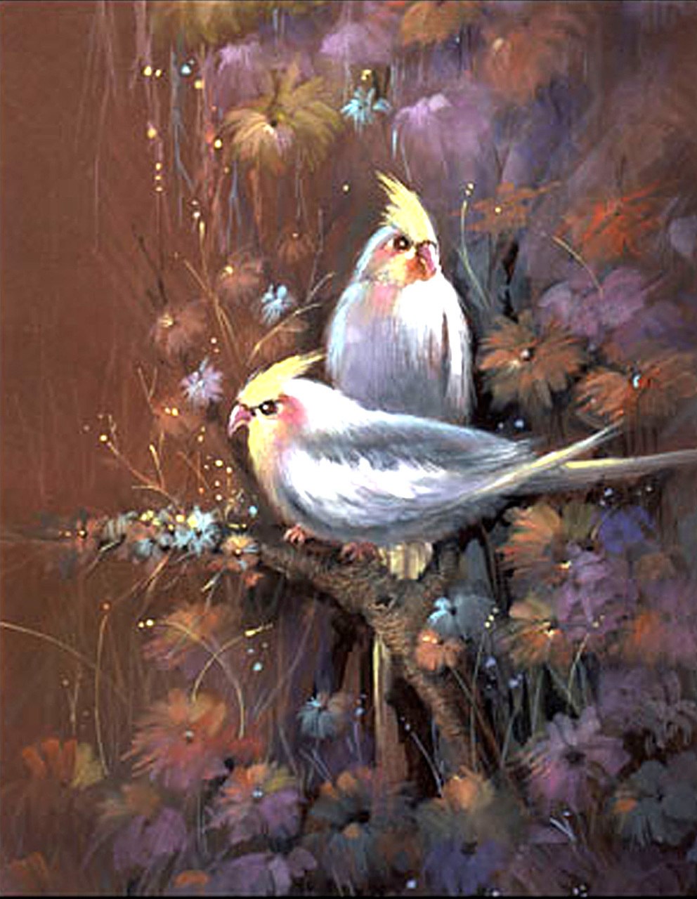 992x1280 Buy Two Birds Flower By Vekkas Mahalley@ Rs. 7190. Code - White Bird Painting