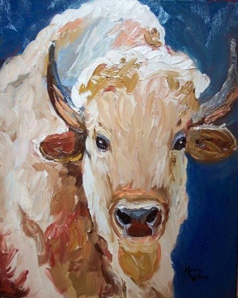 479x600 Norma Wilson Original Oil Mystical White Buffalo By Artist Norma - White Buffalo Painting