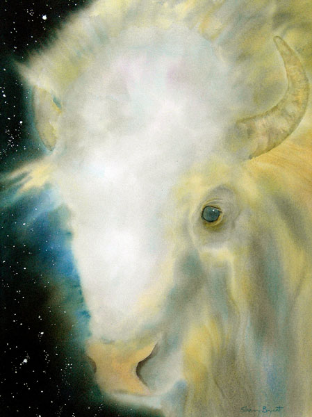 449x600 Soul Filled Sacred White Buffalo Painting By Noted Wildlife Artist - White Buffalo Painting