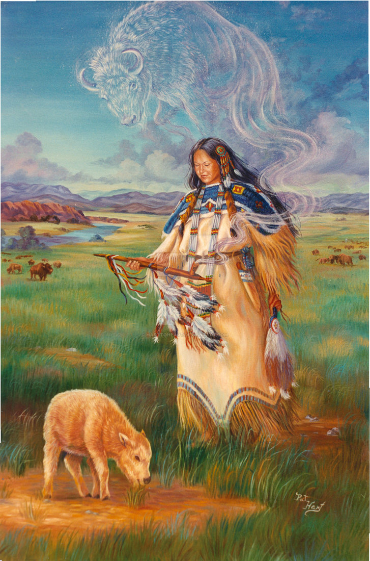 727x1100 White Buffalo Calf Woman By Harttoheart - White Buffalo Painting
