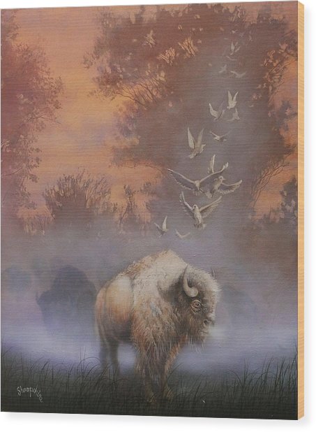 453x618 White Buffalo Spirit Painting By Tom Shropshire - White Buffalo Painting