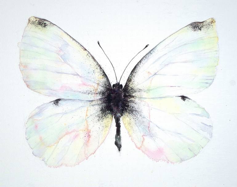 White Butterfly Painting at PaintingValley.com | Explore collection of ...