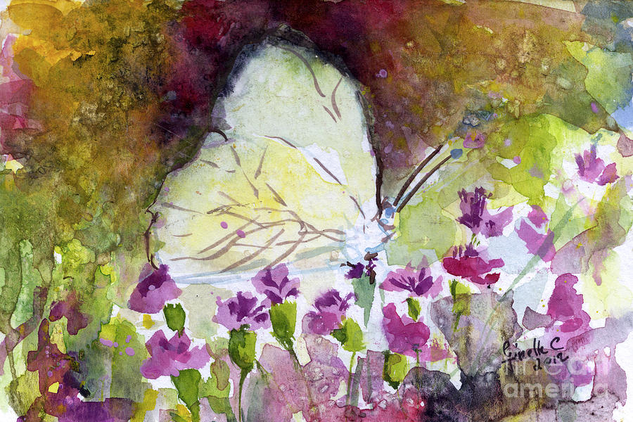 900x600 Southern White Butterfly Painting By Ginette Callaway - White Butterfly Painting