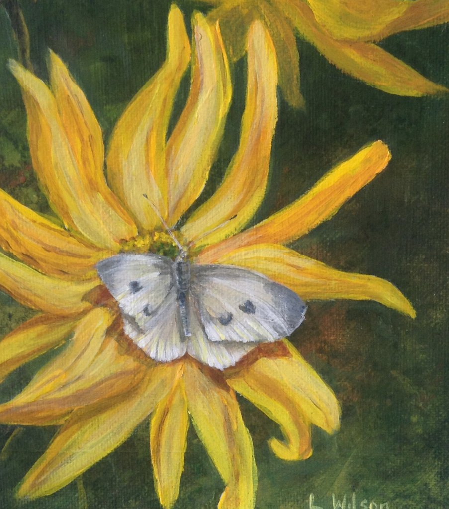 903x1024 White Butterfly In Summer Painting As Prints And Products By Laura - White Butterfly Painting