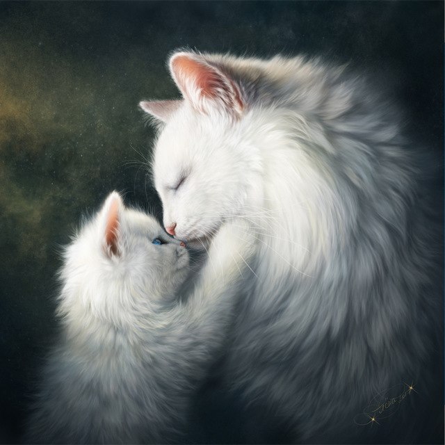 White Cat Painting