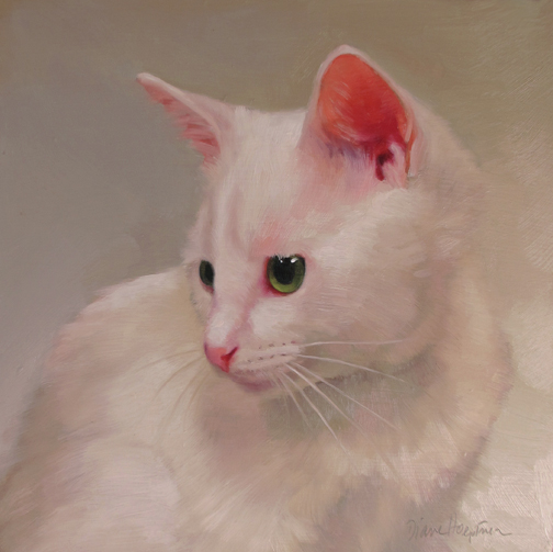 504x503 Diane Hoeptner White Kitten, A Cat Painting - White Cat Painting