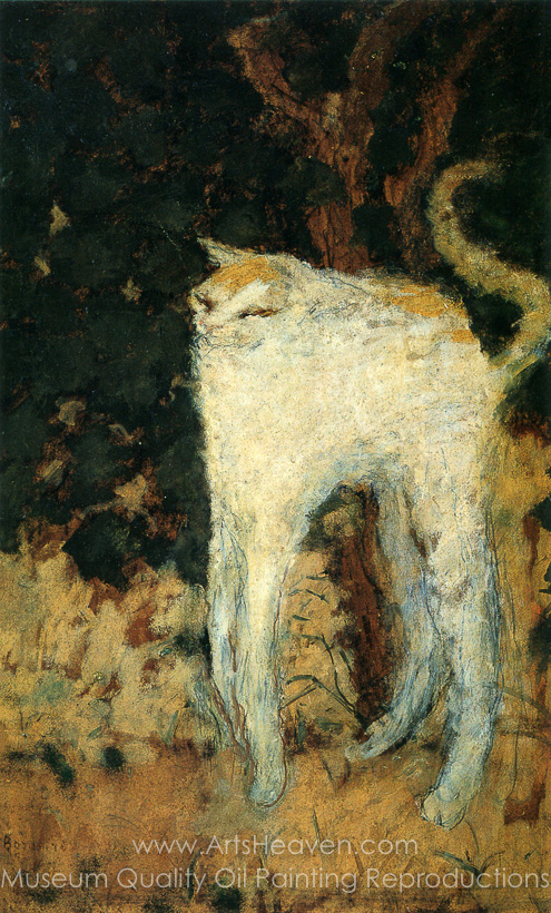 495x820 Reproduction Painting Pierre Bonnard The White Cat, Hand Painted - White Cat Painting