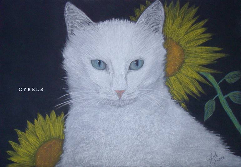 770x535 Saatchi Art White Cat Painting By Cybele Chaves - White Cat Painting