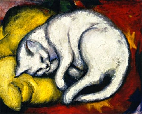 500x400 The White Cat Painting Franz Marc Oil Paintings - White Cat Painting