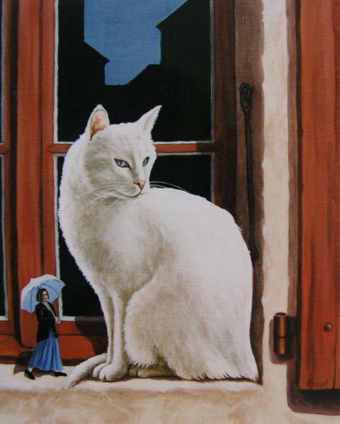 480x599 White Cat Paintings. Francois Knopf - White Cat Painting